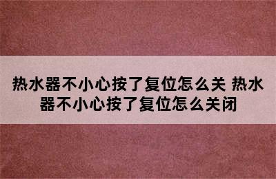 热水器不小心按了复位怎么关 热水器不小心按了复位怎么关闭